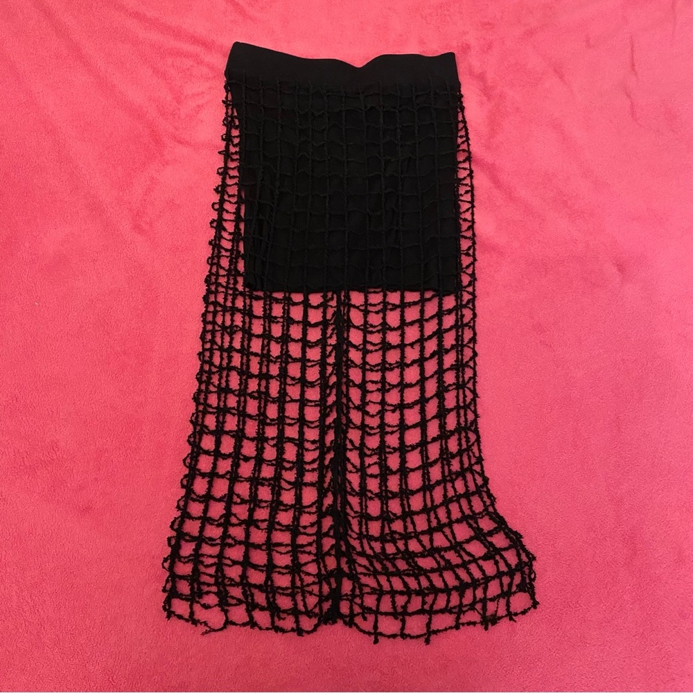 iro jeans black mesh midi skirt